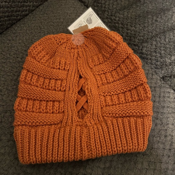 C.C Women's Orange Knit Beanie - Picture 3 of 4